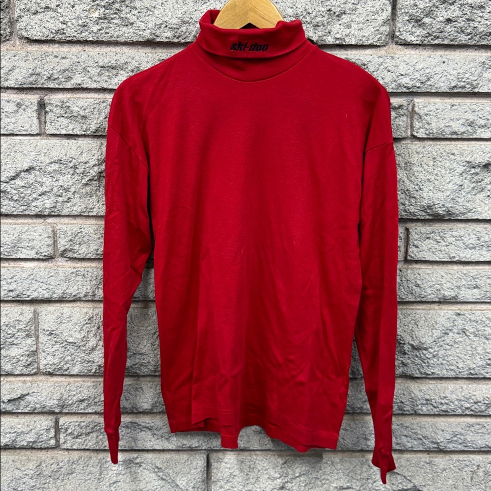 Vintage Bombardier Ski-doo Stylish Red Turtleneck Sweater